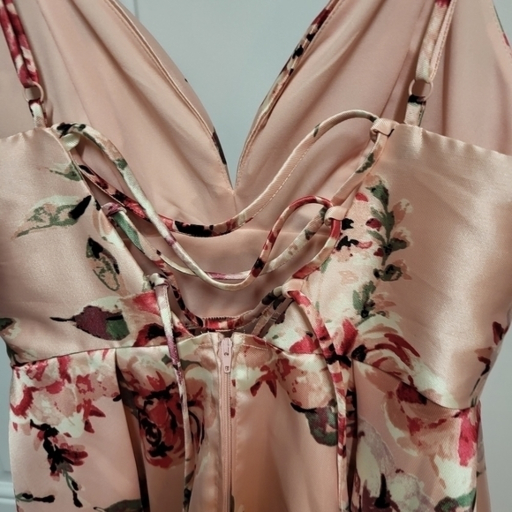 Speechless Floral Tie-back Pink Dress Formal - Picture 5 of 8